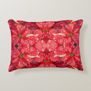 Red plant Poinsettia Flower Accent Pillow
