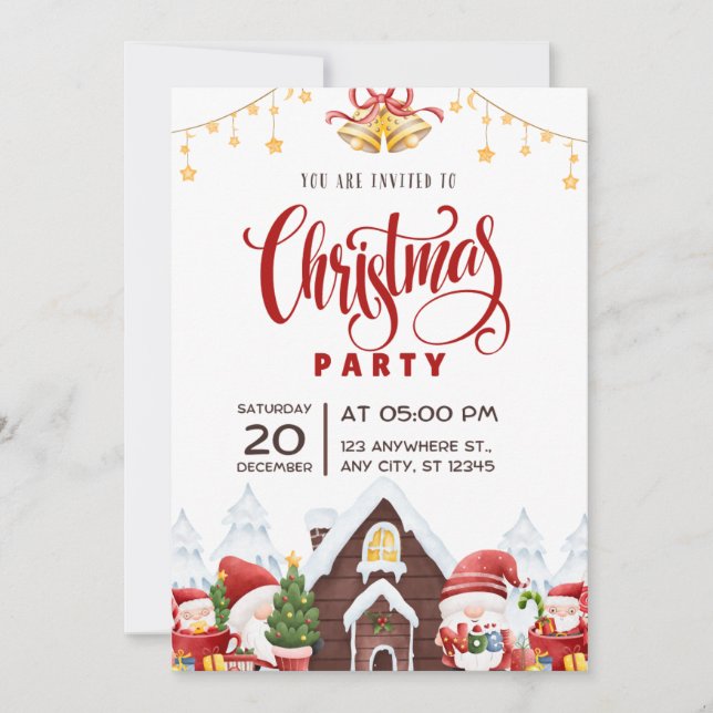 Red Playful Christmas Party Flyer Invitation (Devant)