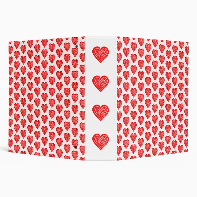Red Playing Card Symbol Heart Shape Lino Cut Binder (Background)