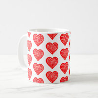 Red Playing Card Symbol Heart Shape Lino Cut