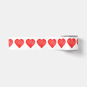 Red Playing Card Symbol Heart Shape Lino Cut Satin Ribbon