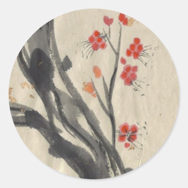 Red Plum Blossoms Stickers (Front)