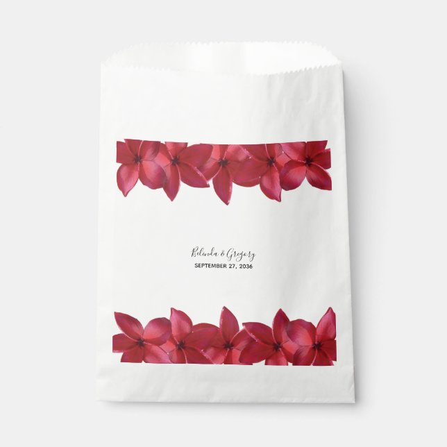 Red Plumeria Frangipani Wedding  Favour Bag (Front)
