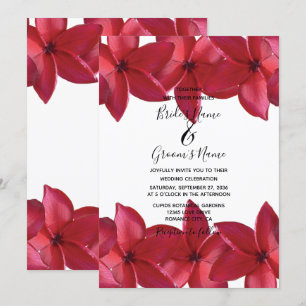 Red Plumeria Frangipani Wedding Invitations