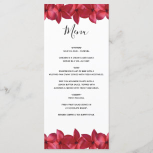 Red Plumeria Frangipani Wedding  Menu