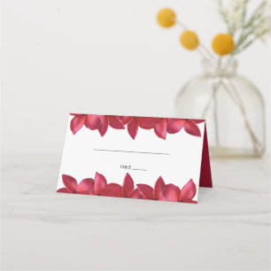 Red Plumeria Frangipani Wedding Place Card