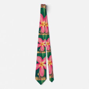 Red Plumeria Pattern Tie