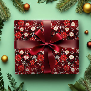 Red Poinsettas Christmas Wrapping Paper