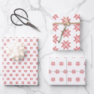 Red Poinsettia, Abstract Christmas Wrapping Paper Sheet