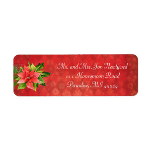 Red Poinsettia Christmas Addredd Label