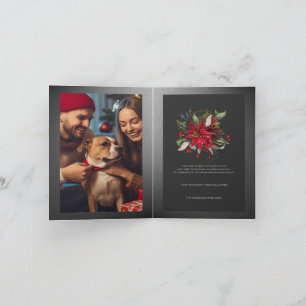 Red Poinsettia Christmas Botanical Winter Plant 2 Card