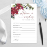 Red Poinsettia Christmas Bridal Advice & Wises<br><div class="desc">Elegant Dusty Blue Winter Foliage Advice Card.
Personalize with the bride to be's name and date of shower. 
For further customization,  please click the "customize further" link. If you need help,  contact me please.</div>