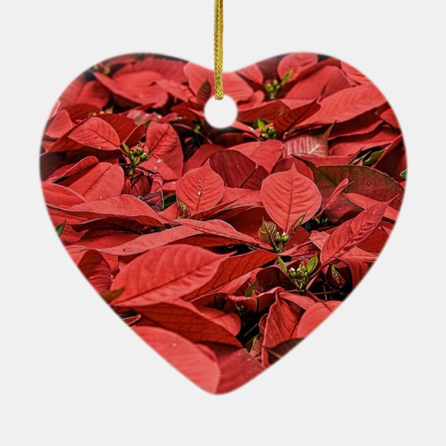 Red Poinsettia Christmas Ceramic Ornament (Back)