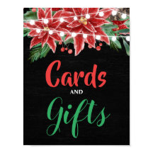 Red Poinsettia Christmas Chalkboard Wedding