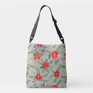  Red Poinsettia Christmas Floral Crossbody Bag