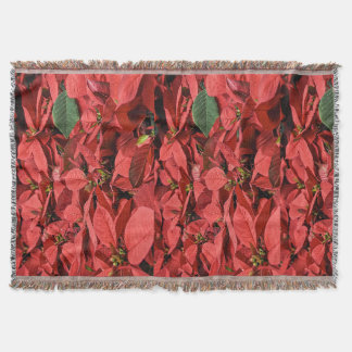 Red Poinsettia Christmas Holiday Blanket Throw