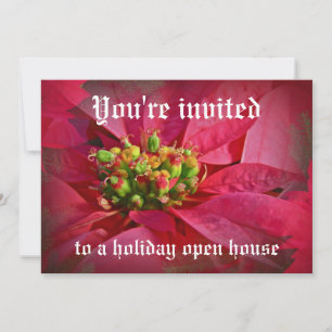 Red Poinsettia - Christmas Invitation