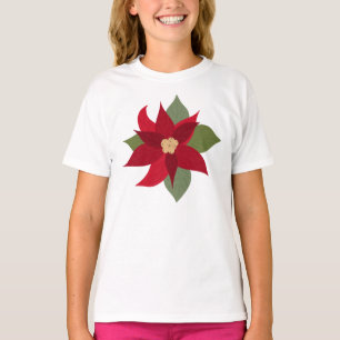 Red Poinsettia Christmas Kids T-Shirt