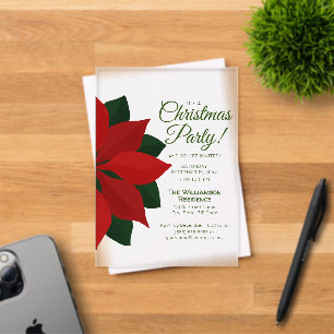 Red Poinsettia Christmas Party Invitation