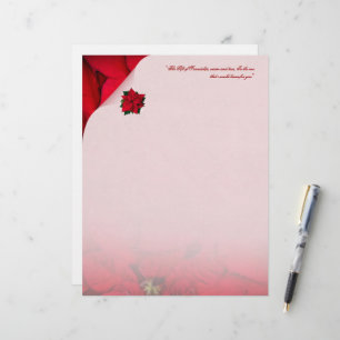 Red Poinsettia Christmas Stationery