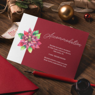 Red Poinsettia Christmas Wedding Accommodation Enclosure Card