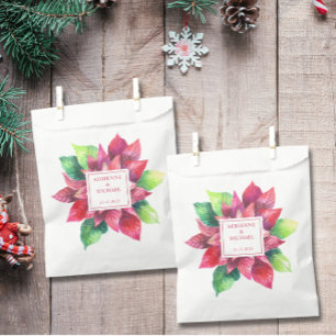 Red Poinsettia Christmas Wedding  Favour Bag