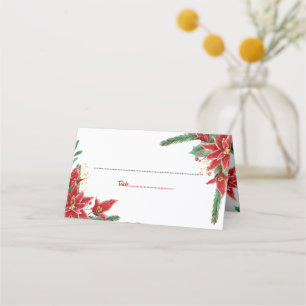 Red Poinsettia Christmas   Wedding Place Card