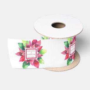 Red Poinsettia Christmas Wedding Satin Ribbon