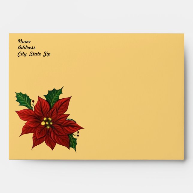 Red Poinsettia Envelope Template (Front)