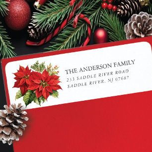 Red Poinsettia Flower Adresse de retour