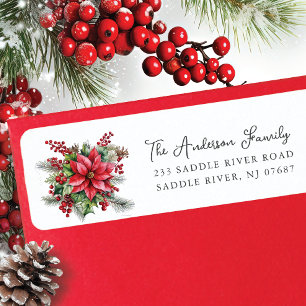 Red Poinsettia Flower Adresse de retour