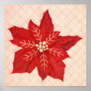 Red Poinsettia Flower Christmas Holiday Art Poster