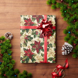 Red Poinsettia Flower On A White Background Wrapping Paper