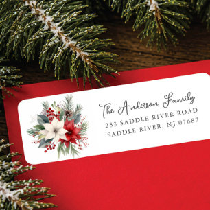 Red Poinsettia Flower Return Address