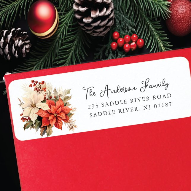 Red Poinsettia Flower Return Address (Creator Uploaded)