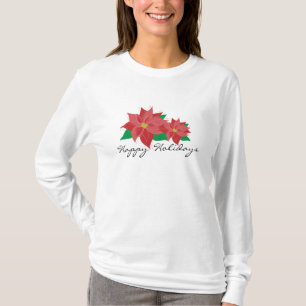 Red Poinsettia Happy Holidays T-Shirt