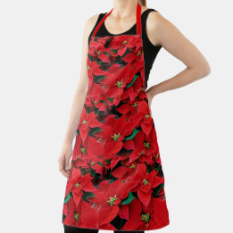 Red Poinsettia Holiday Apron