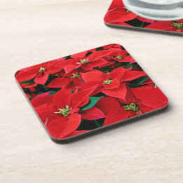 Red Poinsettia Holiday Coaster