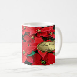 Red Poinsettia Holiday Coffee Mug