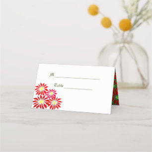 Red Poinsettia Holiday Custom Place Cards