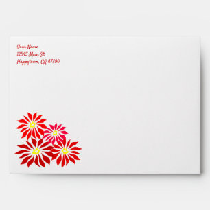 Red Poinsettia Holiday Pattern Custom Envelopes