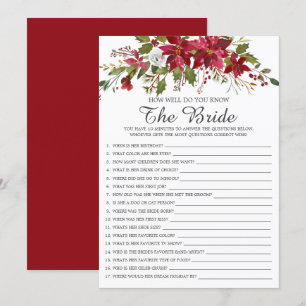 Red Poinsettia How Well Do You Know The Bride Game Invitation