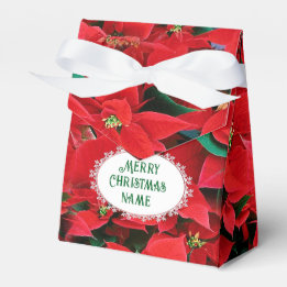 Red Poinsettia Merry Christmas Favor Box