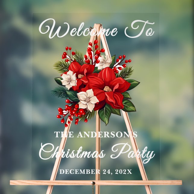 Red Poinsettia Noël Fête Bienvenue (Neutre)