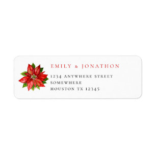 Red Poinsettia Nom de retour Adresse Xmas Mariage