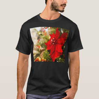Red Poinsettia On The Christmas Tree T-Shirt