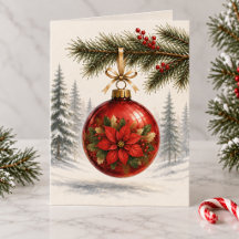 Red Poinsettia Ornament Personalized