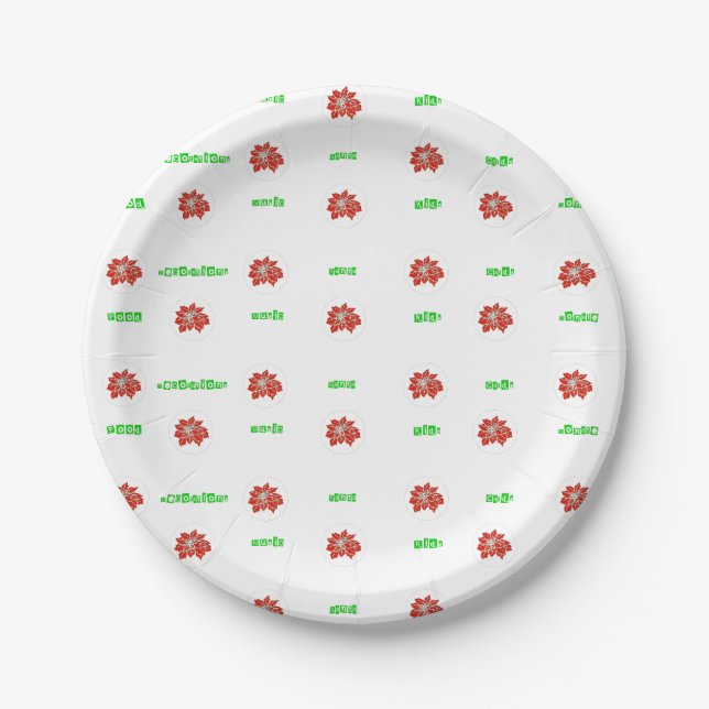 Red Poinsettia Paper Plates by MidnightGraffiti (Front)
