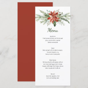 Red Poinsettia Pine and Evergreen Wedding Menu