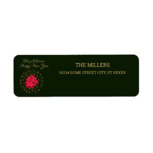 Red Poinsettia Plant on glitter starry green sky